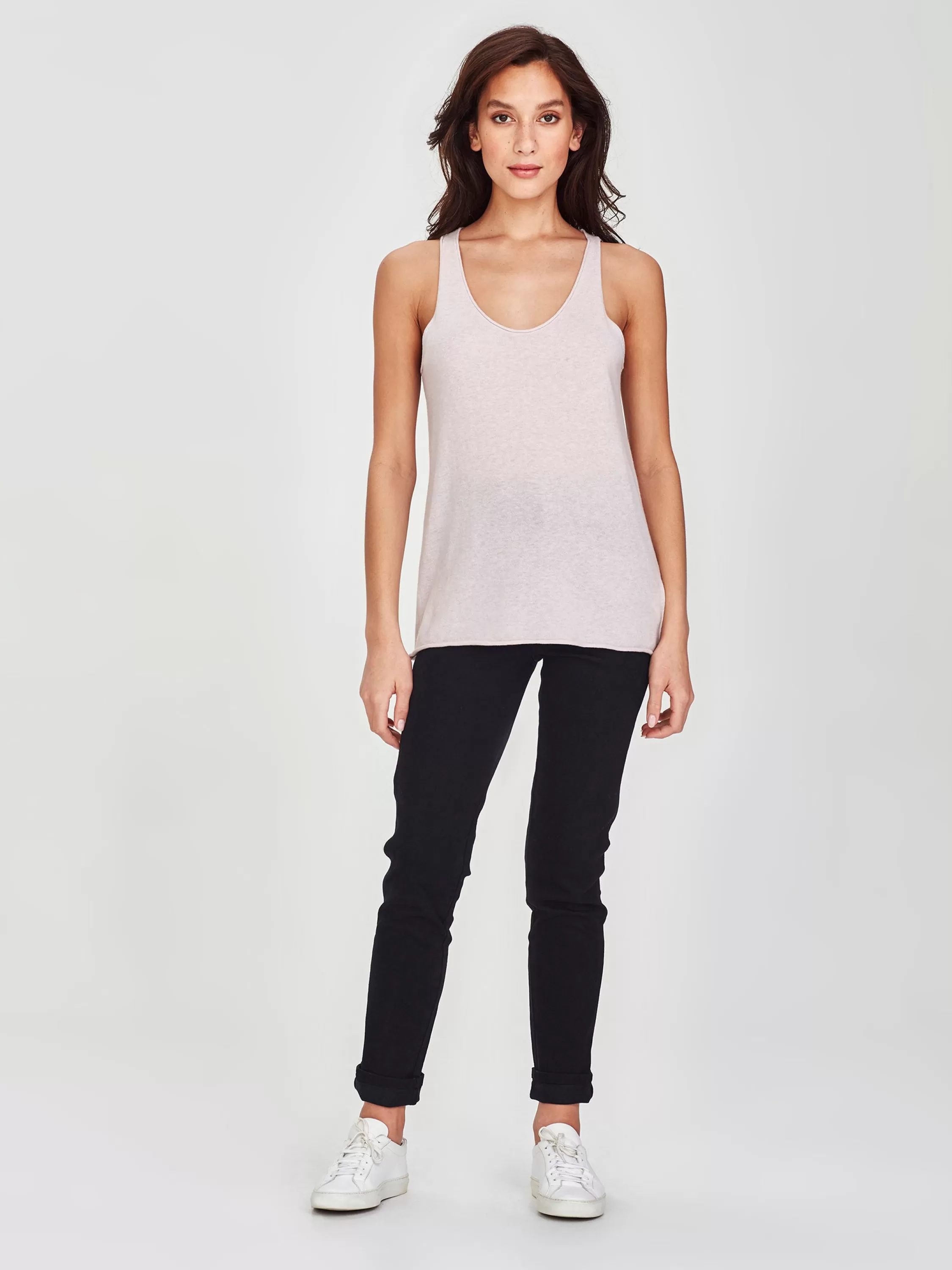 Knitwear>Juliette Hogan Jhl Tank Fine Cotton Cashmere Mauve Marle