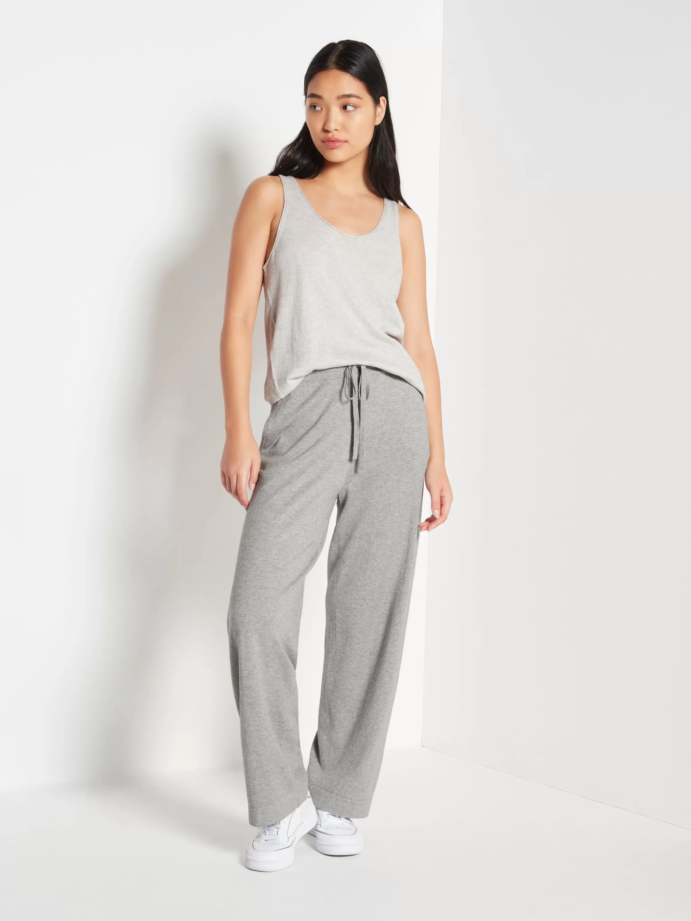 Tops & Tees>Juliette Hogan Jhl Tank Fine Cotton Cashmere Soft Grey Marle