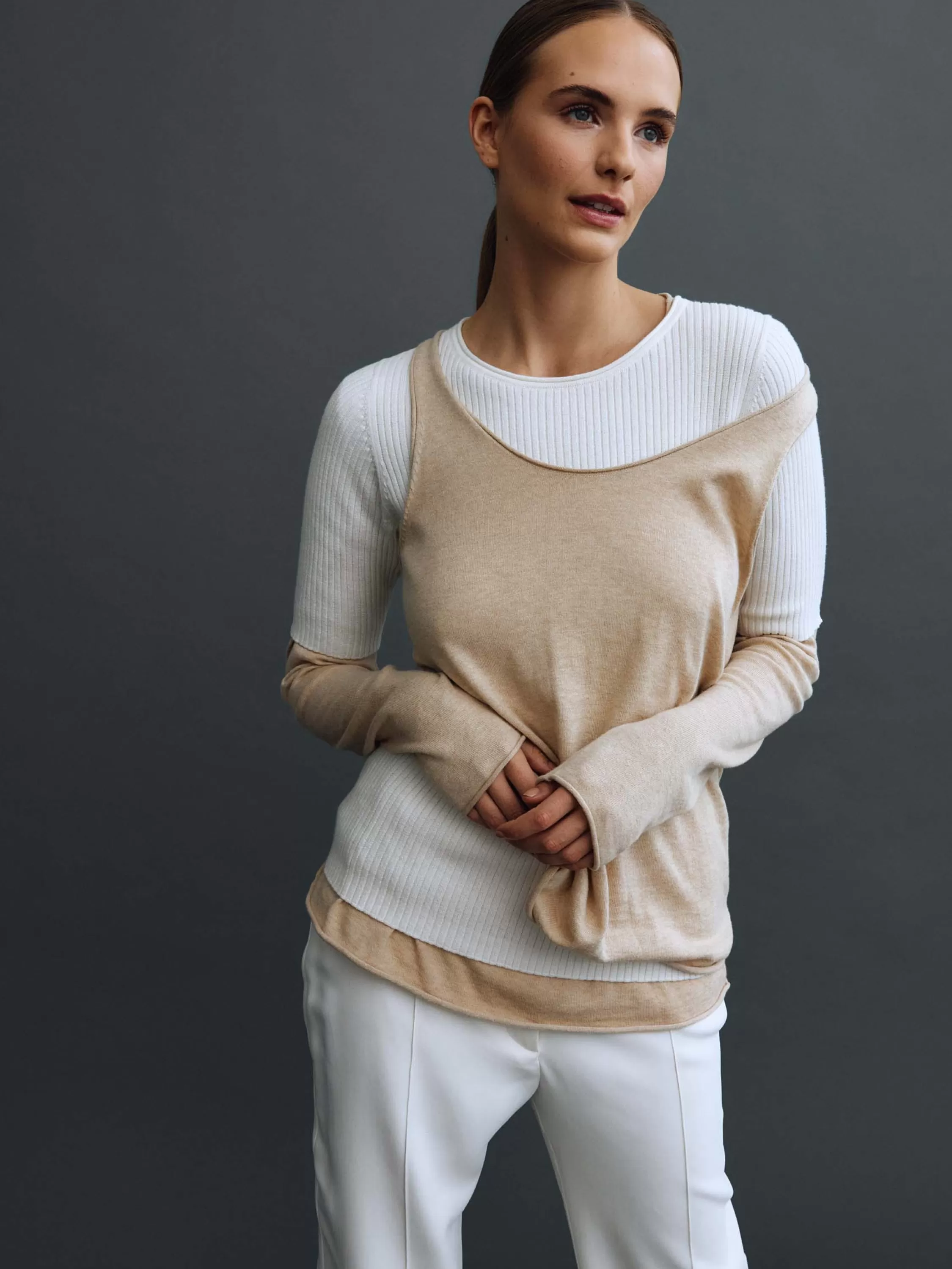 Knitwear>Juliette Hogan Jhl Tank Fine Cotton Cashmere Sand