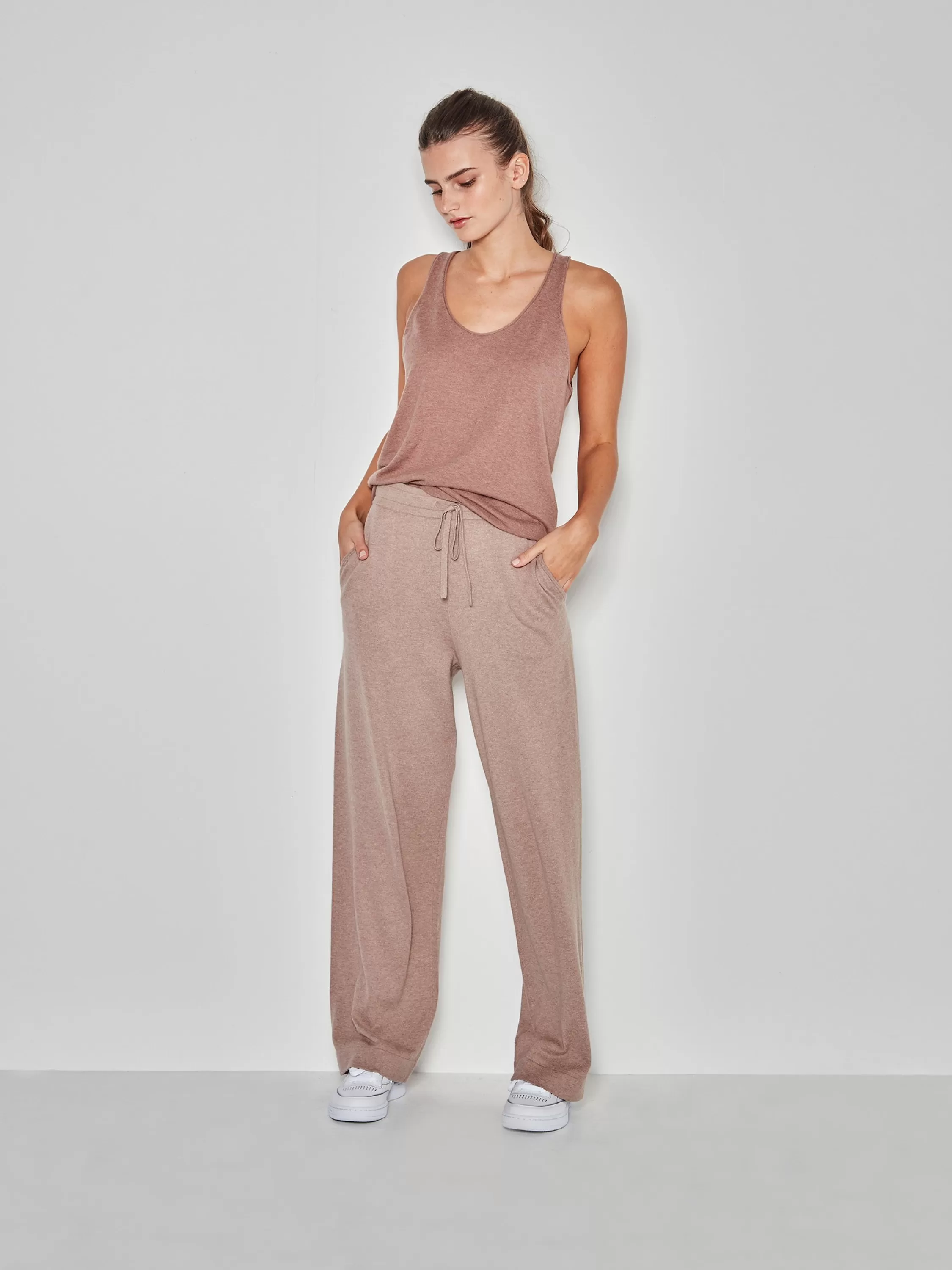 Knitwear>Juliette Hogan Jhl Tank Fine Cotton Cashmere Pink Clay Marle