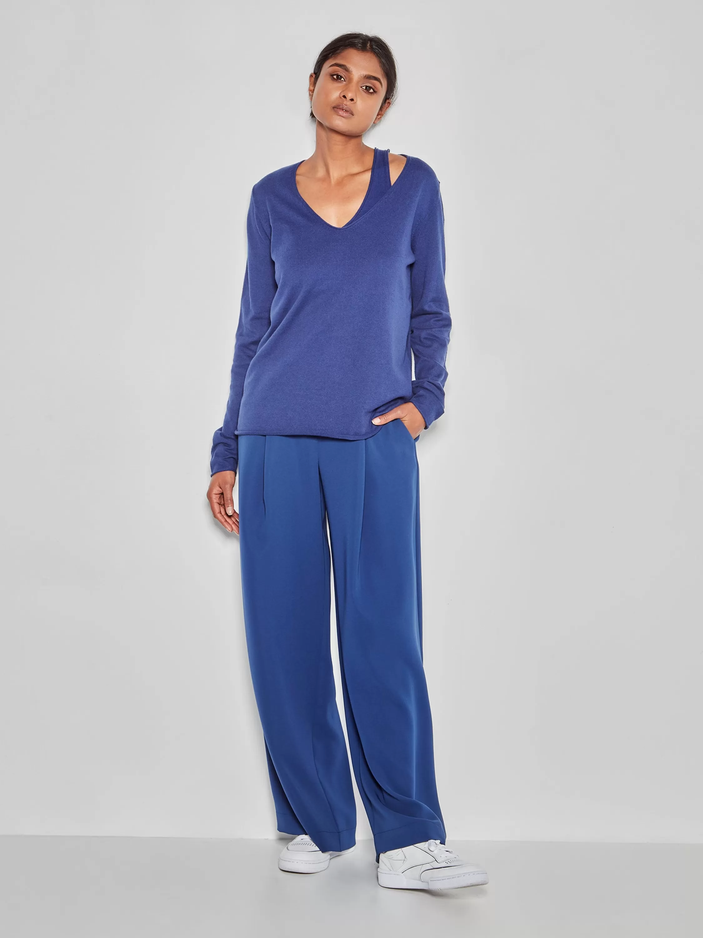 Knitwear>Juliette Hogan Jhl V-Neck L/S T Fine Cotton Cashmere Tropez