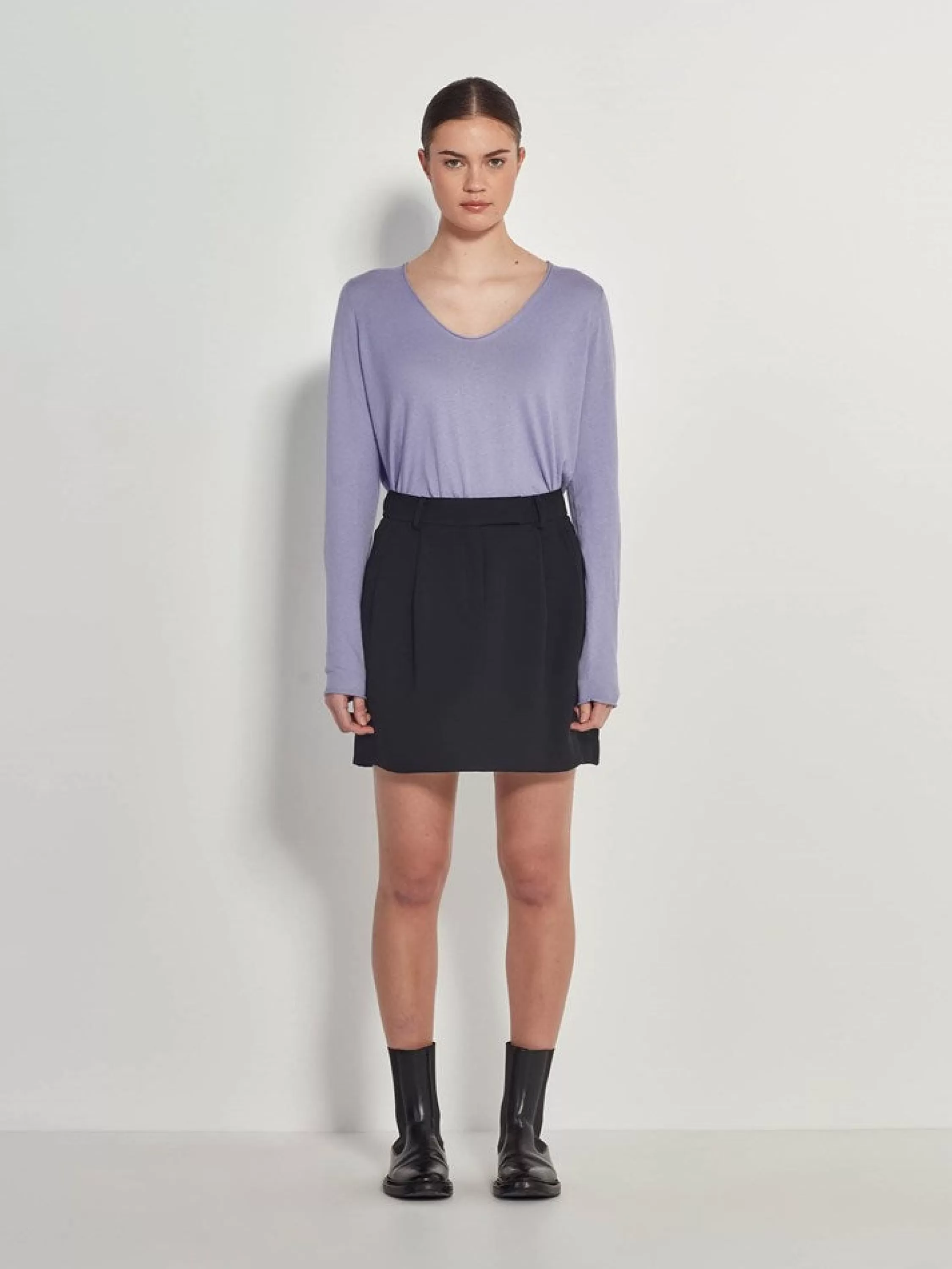 Knitwear>Juliette Hogan Jhl V-Neck L/S T Fine Cotton Cashmere Lilac