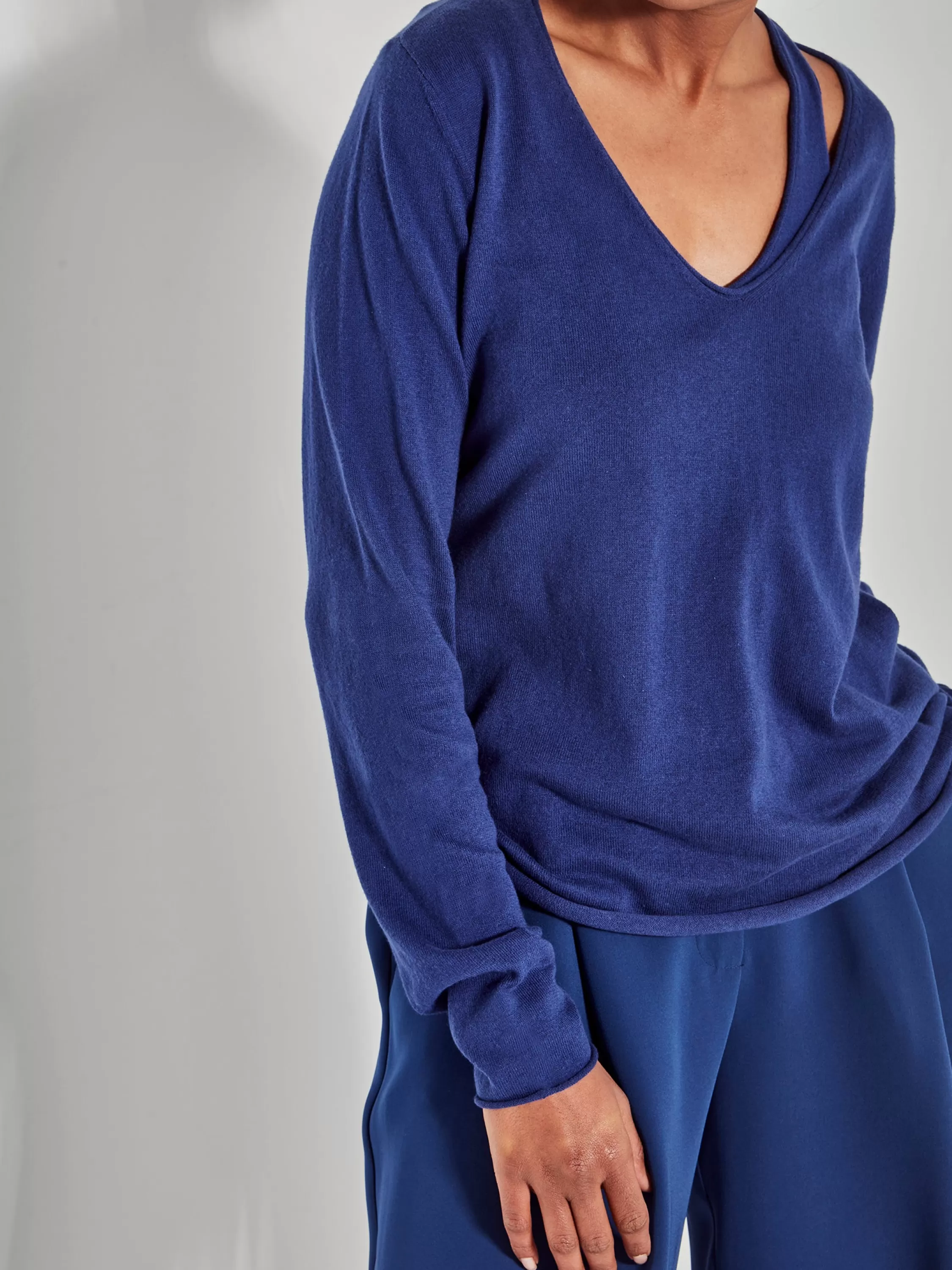 Knitwear>Juliette Hogan Jhl V-Neck L/S T Fine Cotton Cashmere Tropez