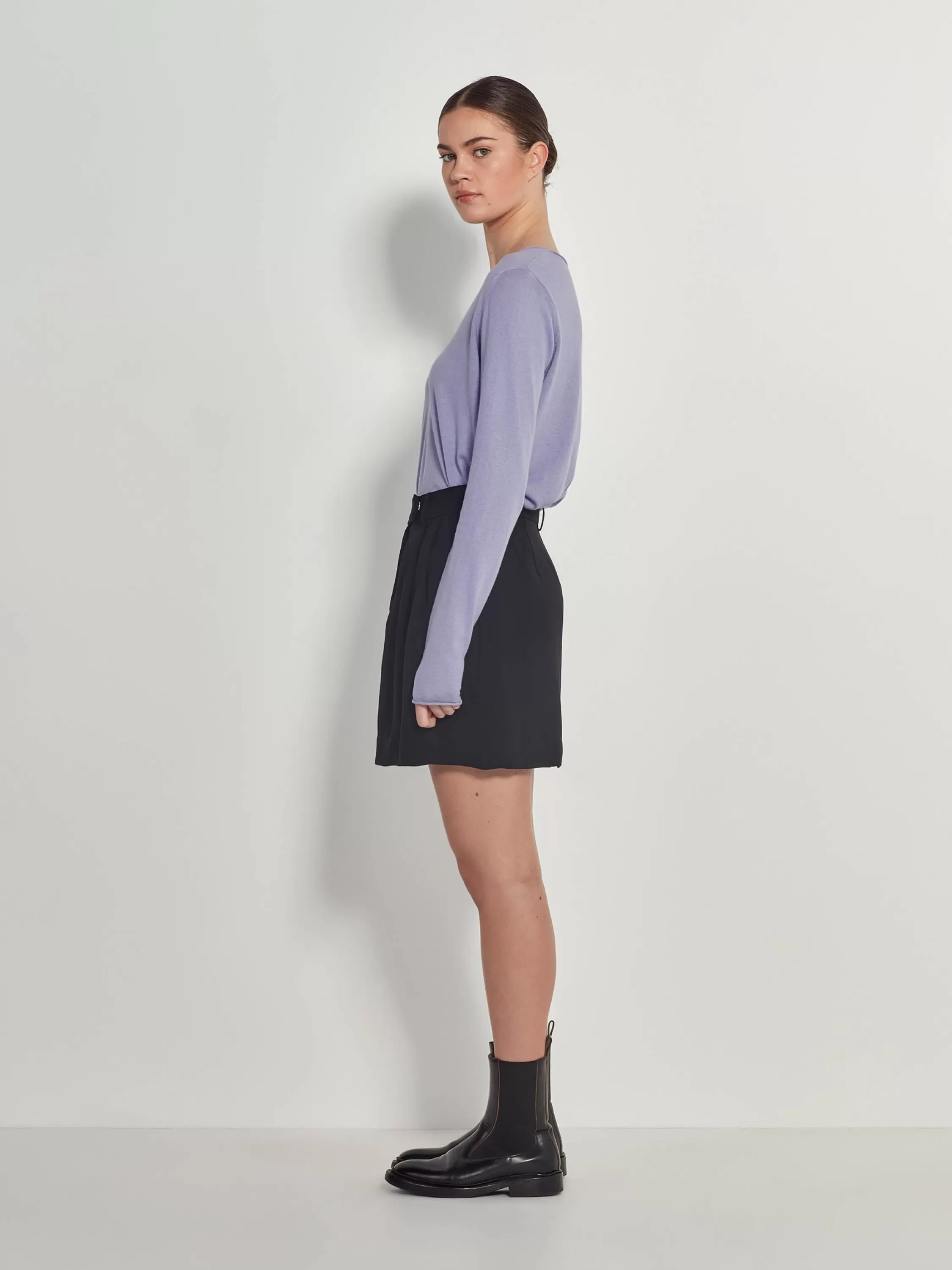 Knitwear>Juliette Hogan Jhl V-Neck L/S T Fine Cotton Cashmere Lilac