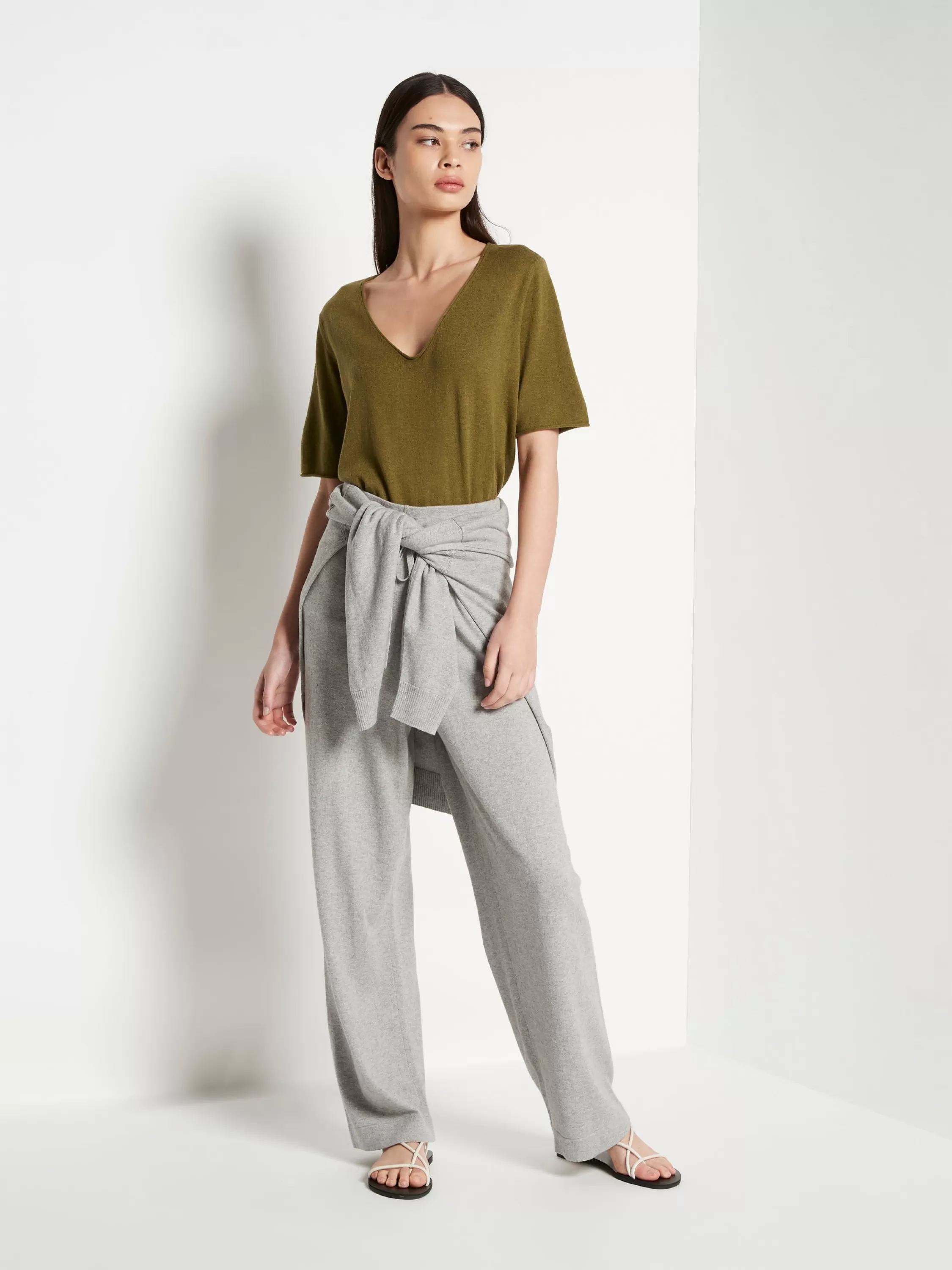 Knitwear>Juliette Hogan Jhl V-Neck T Fine Cotton Cashmere Moss