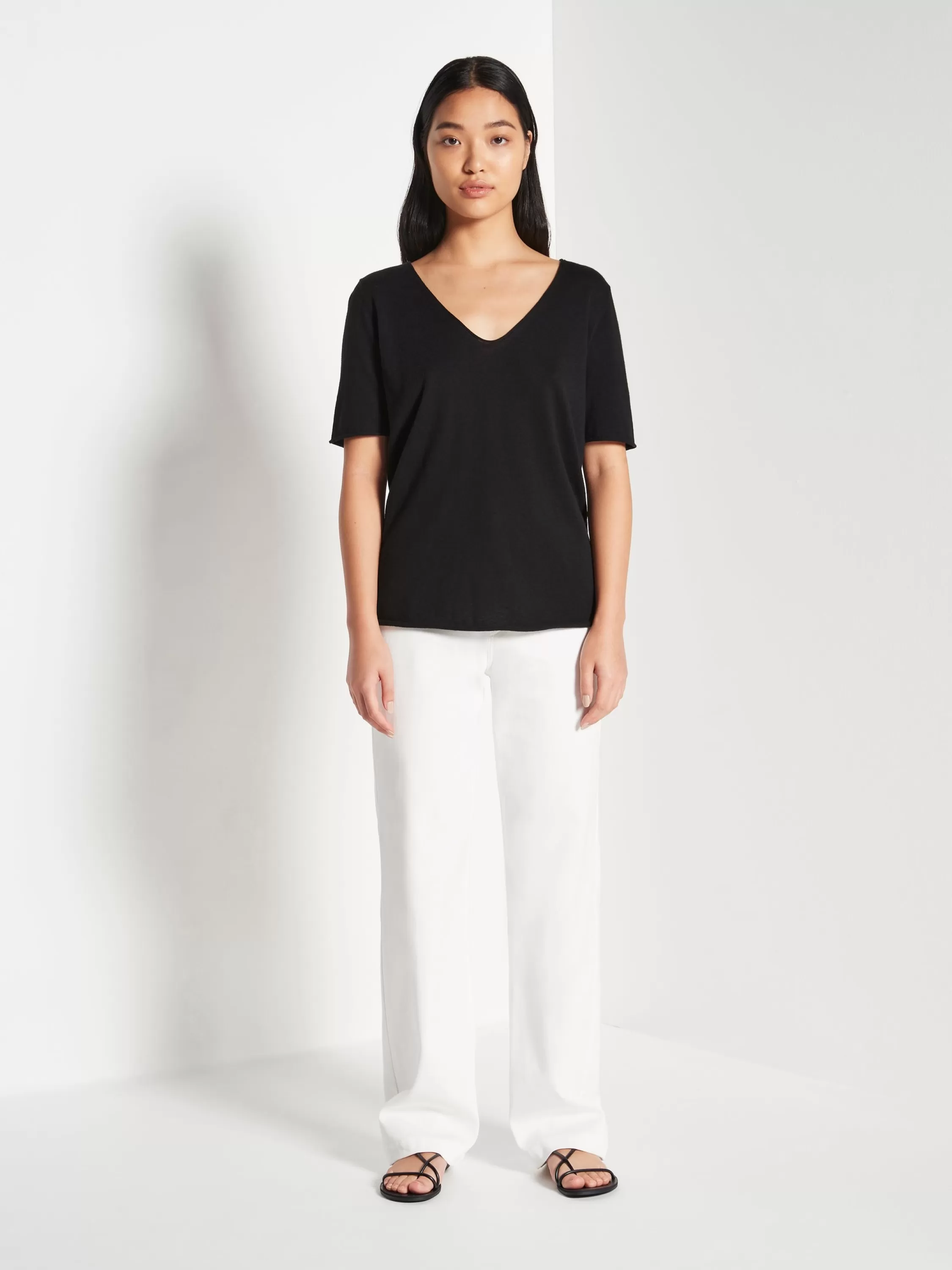 Knitwear>Juliette Hogan Jhl V-Neck T Fine Cotton Cashmere Black