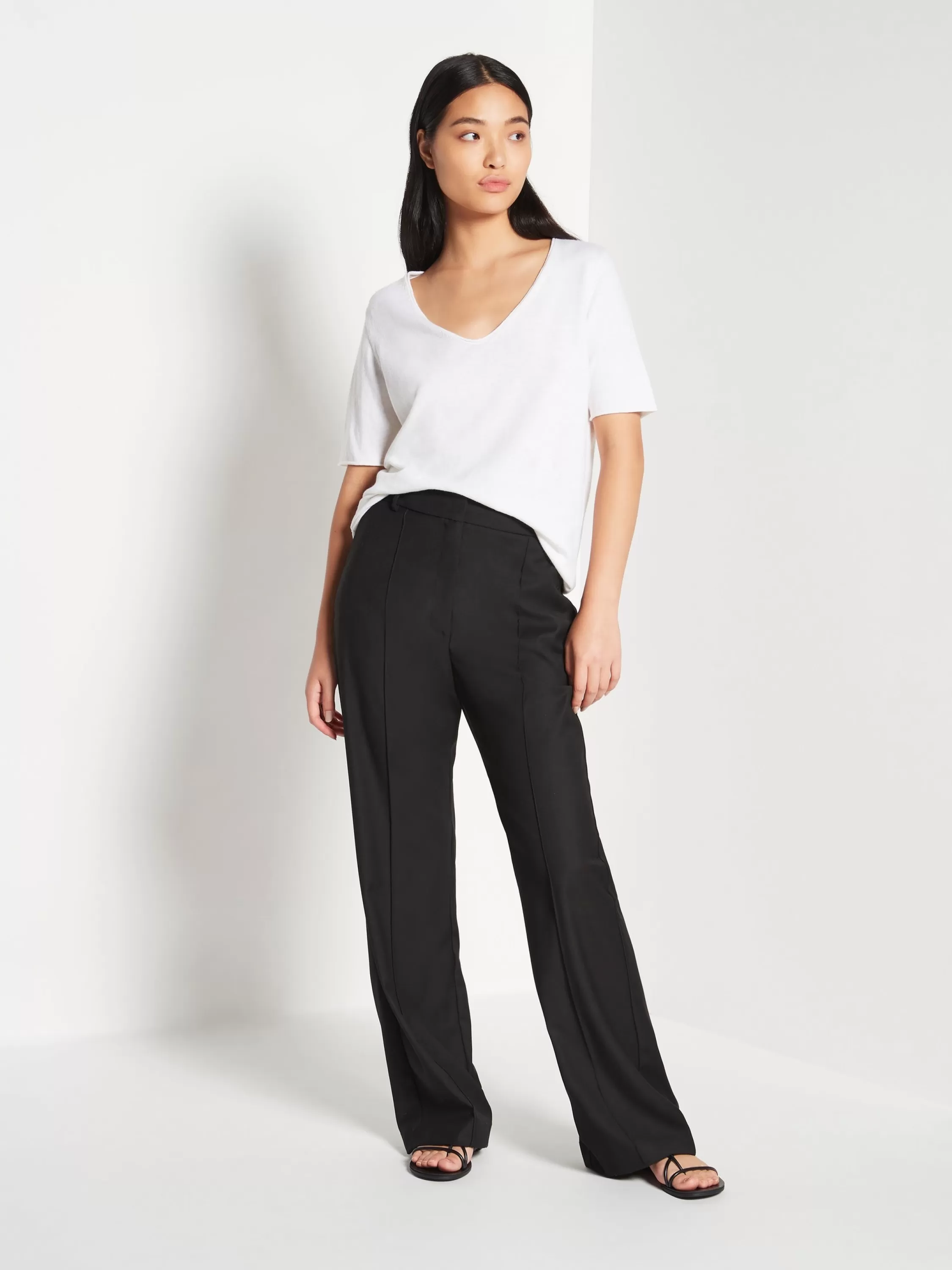 Tops & Tees>Juliette Hogan Jhl V-Neck T Fine Cotton Cashmere White
