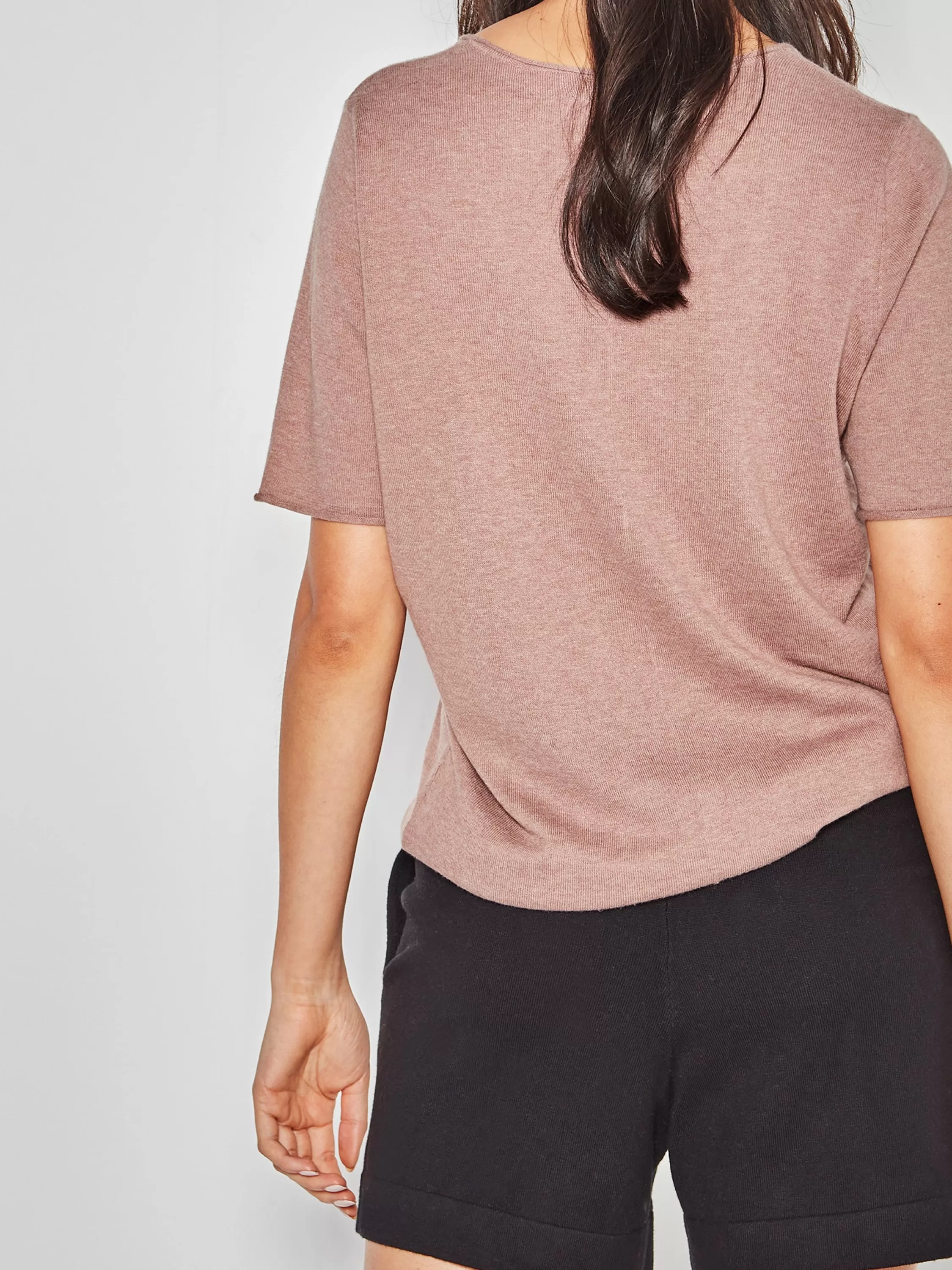 Knitwear>Juliette Hogan Jhl V-Neck T Fine Cotton Cashmere Pink Clay Marle