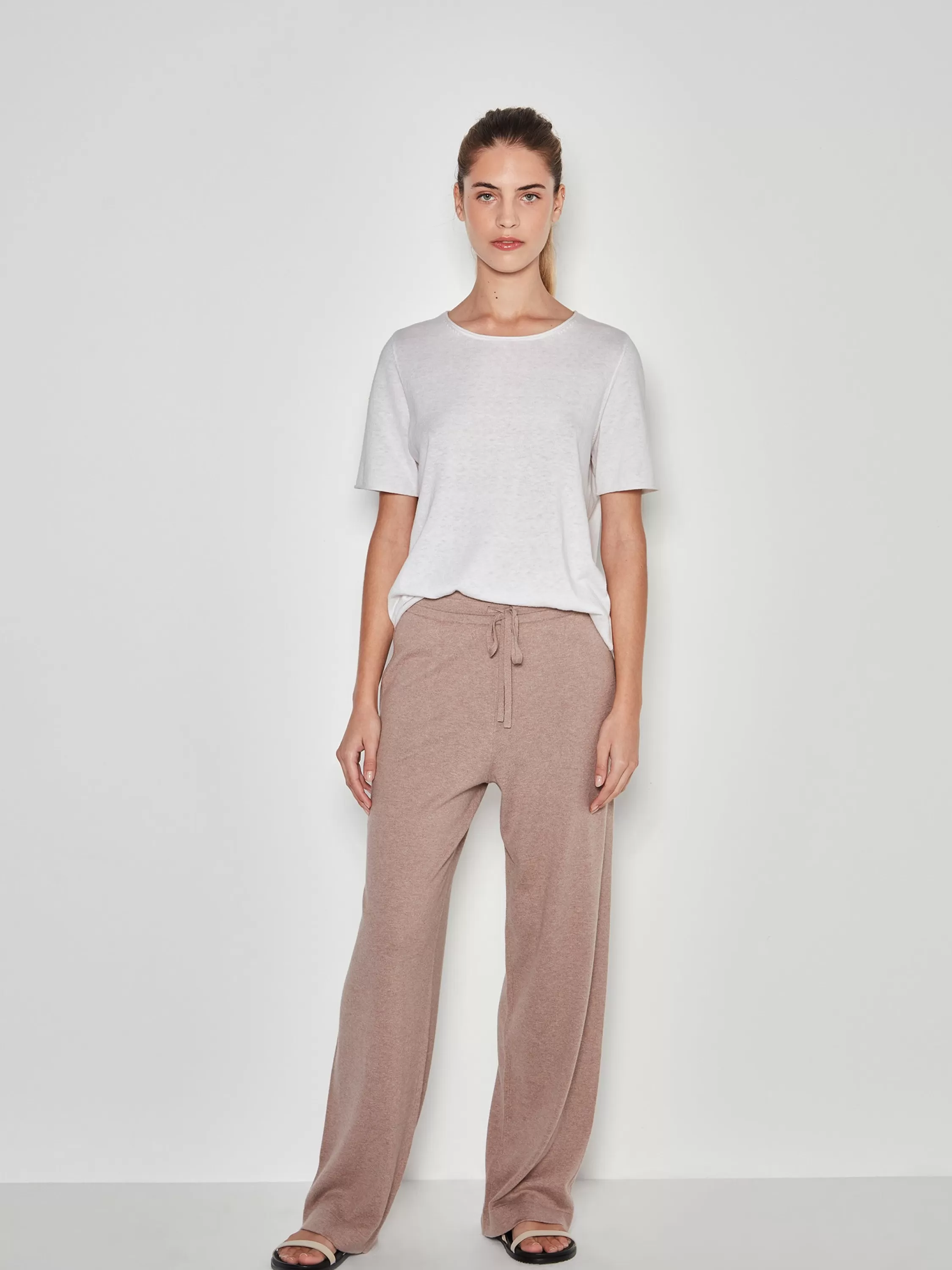 Trousers>Juliette Hogan Jhl Wide Trackpant Cotton Cashmere Rosewood Marle