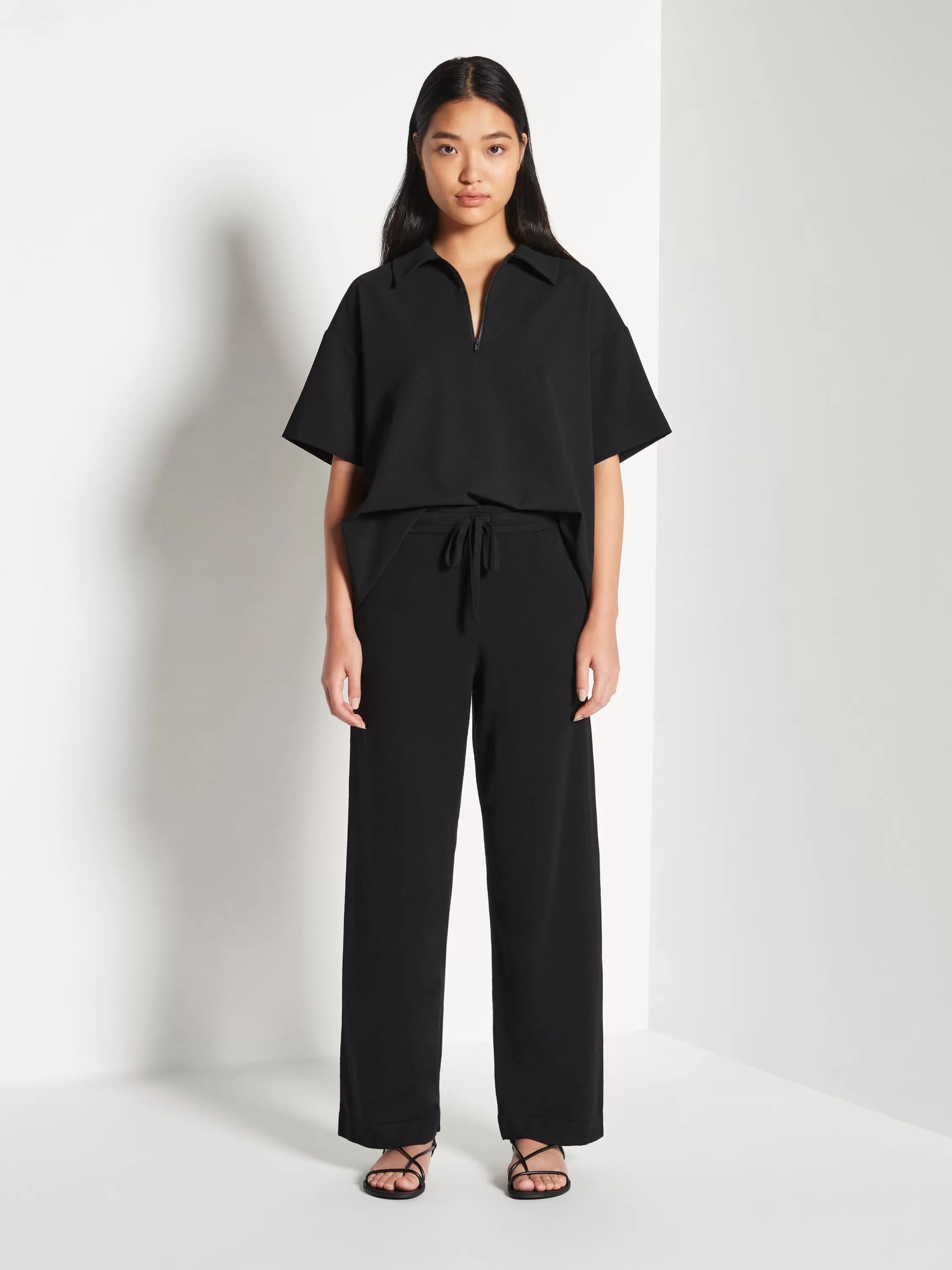 Trousers>Juliette Hogan Jhl Wide Trackpant Cotton Cashmere Black