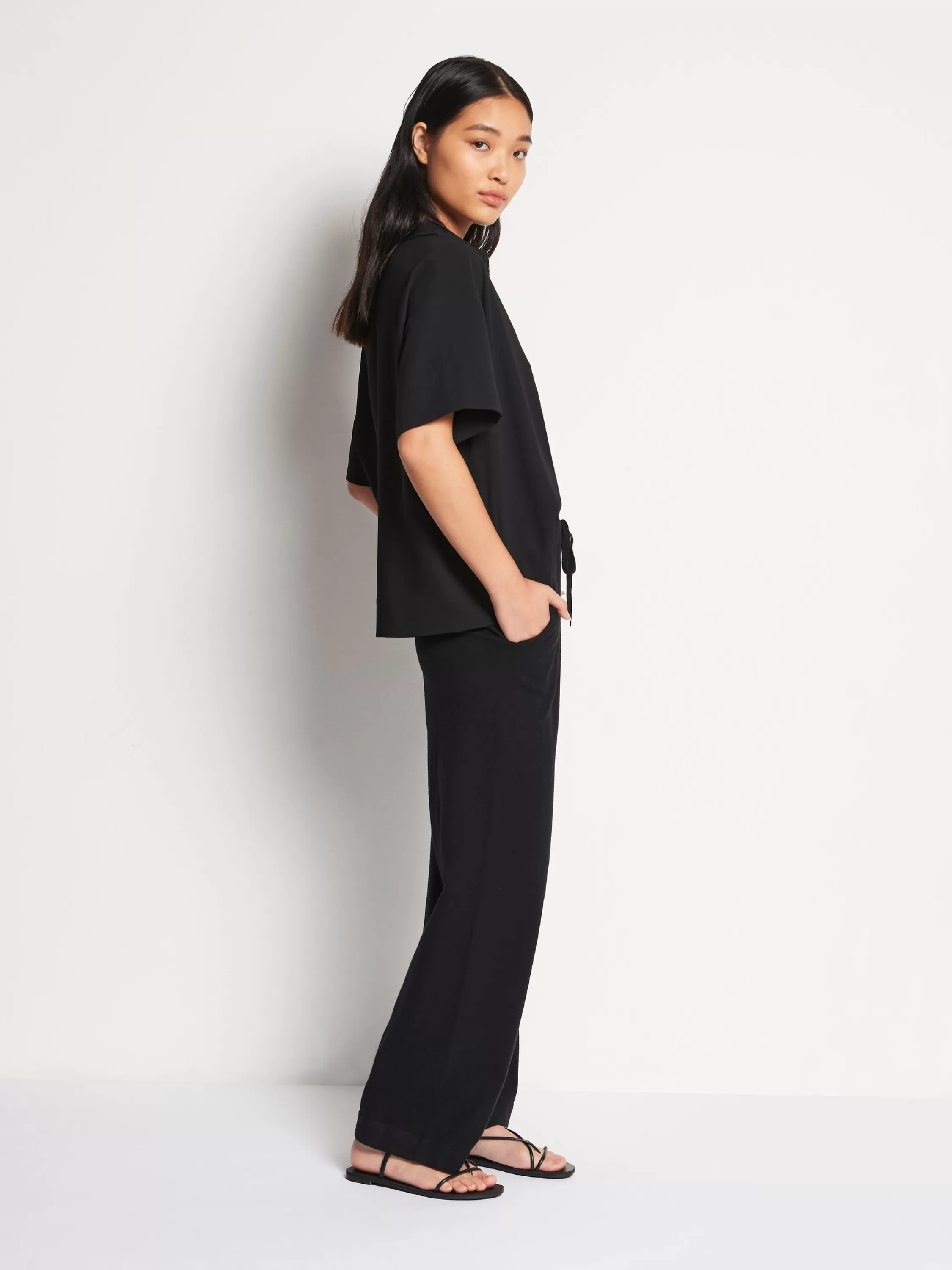 Trousers>Juliette Hogan Jhl Wide Trackpant Cotton Cashmere Black