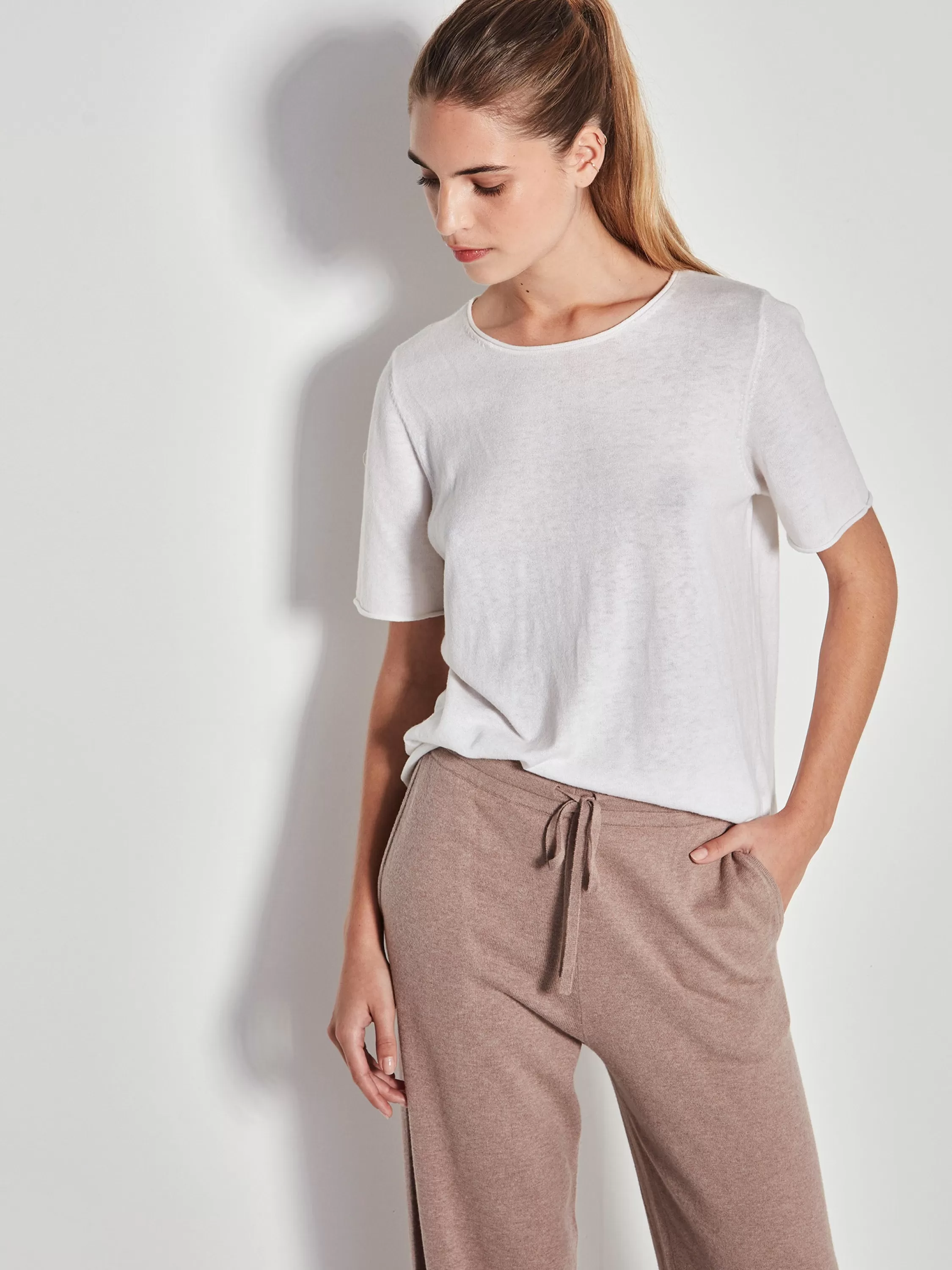 Knitwear>Juliette Hogan Jhl Wide Trackpant Cotton Cashmere Rosewood Marle