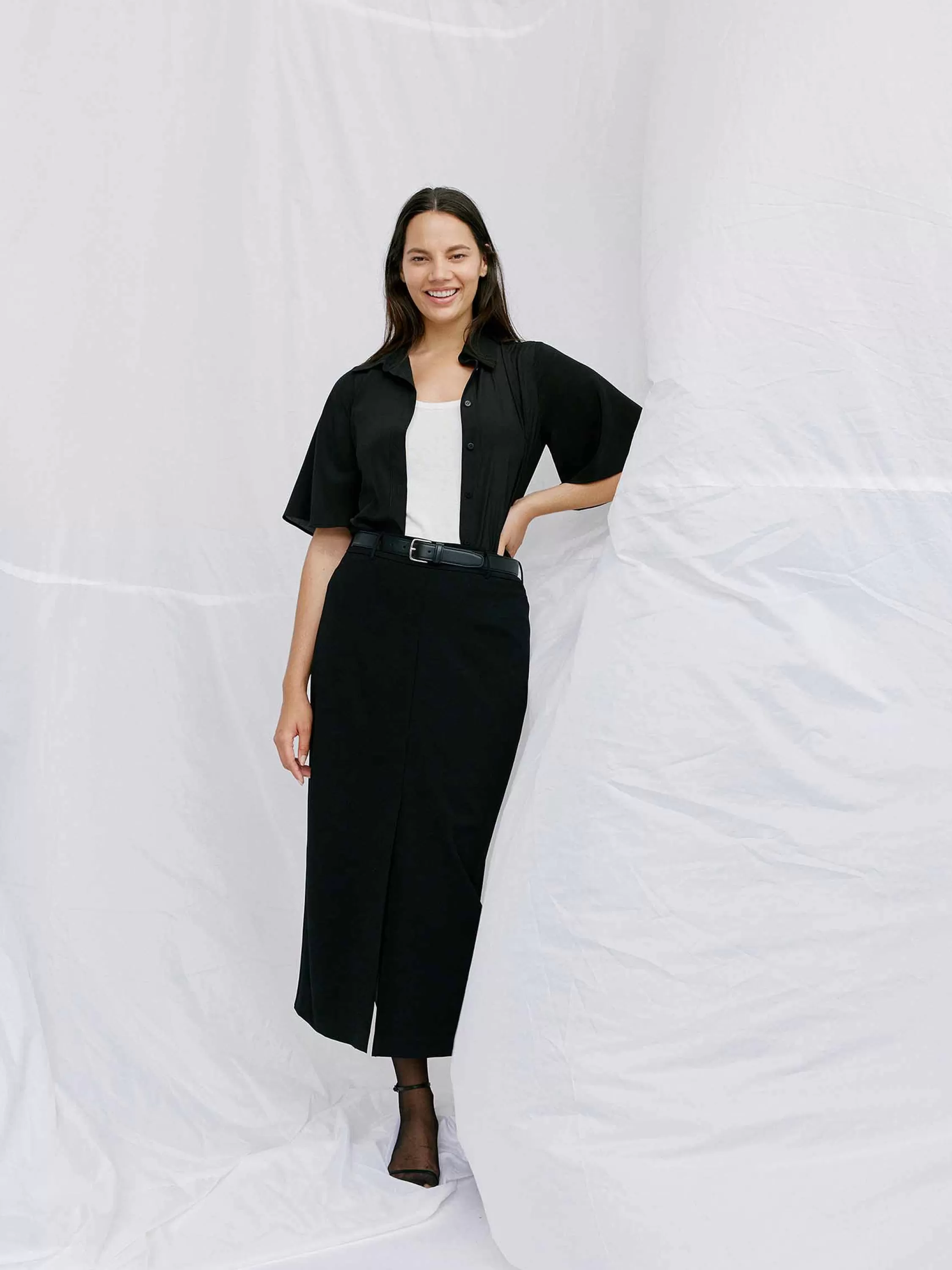 Skirts>Juliette Hogan Kara Skirt Smooth Crepe Black