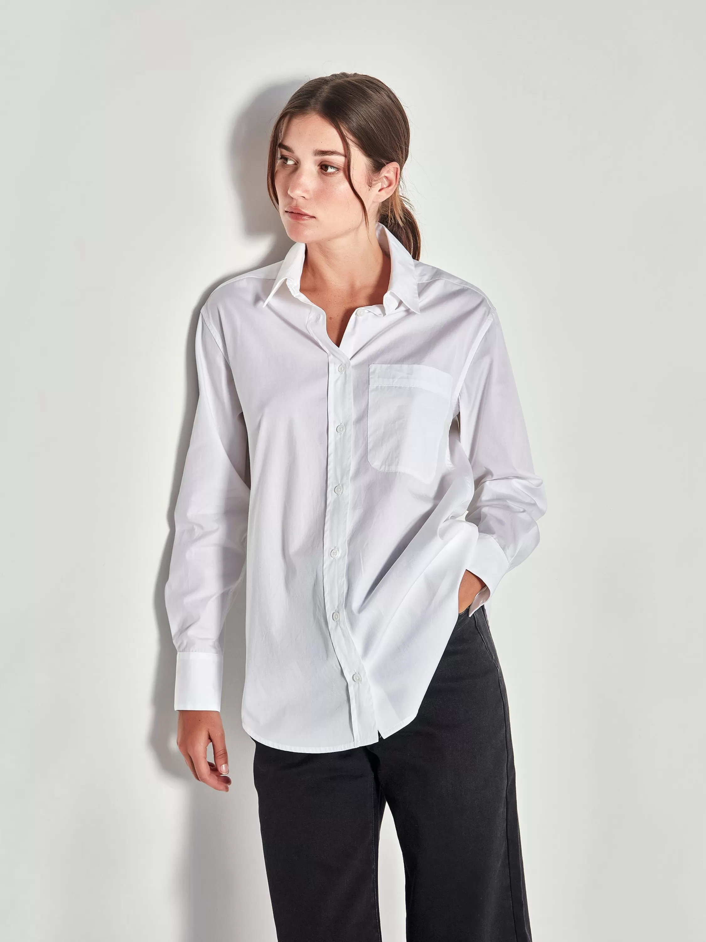 Tops & Tees>Juliette Hogan Karl Shirt Classic Cotton White