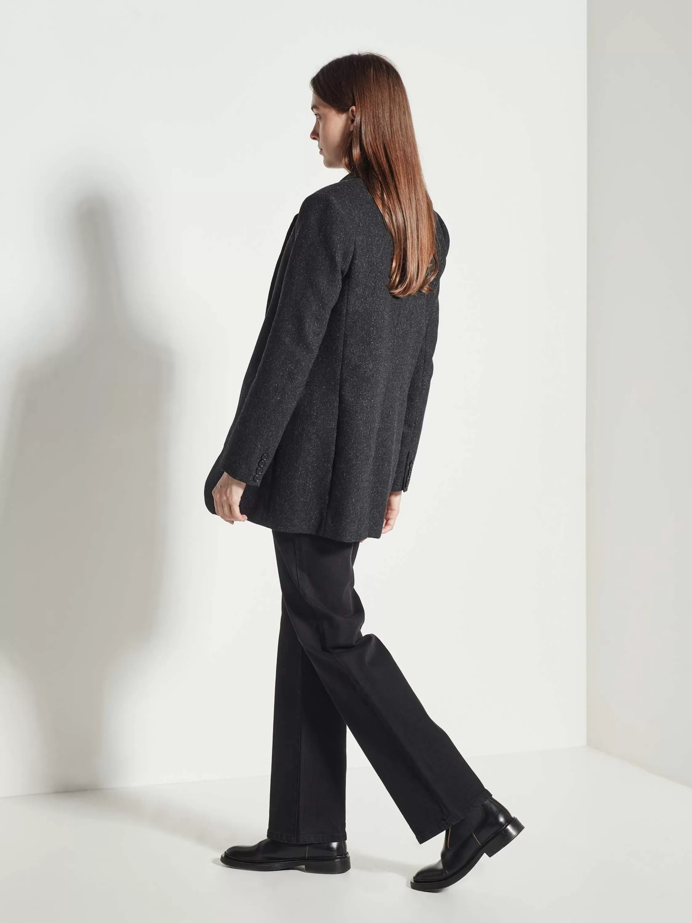 Jackets & Coats>Juliette Hogan Kasper Blazer Speckle Suiting Black & Speckle