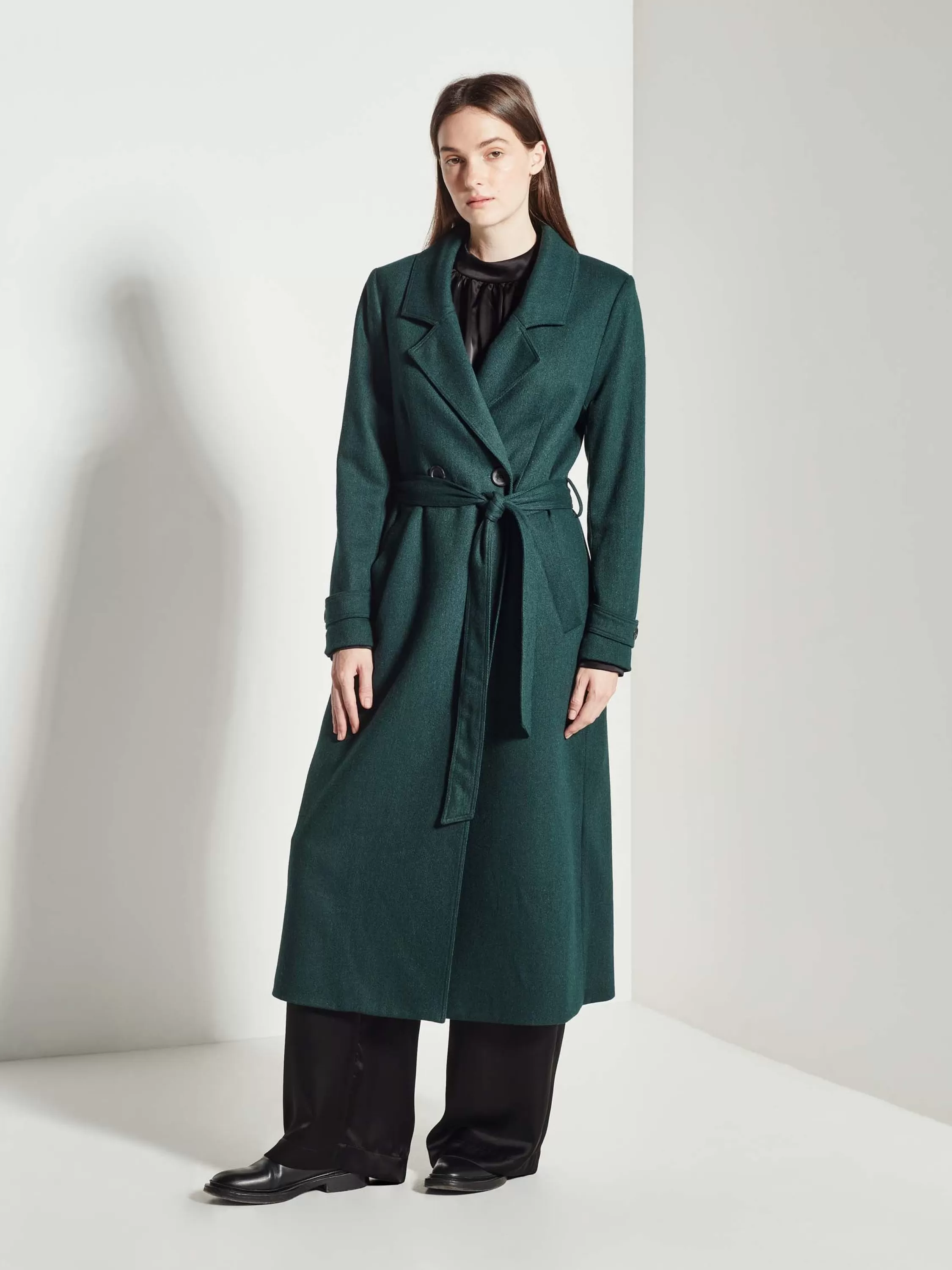 Jackets & Coats>Juliette Hogan Lilibet Coat Melton Twill Bottle