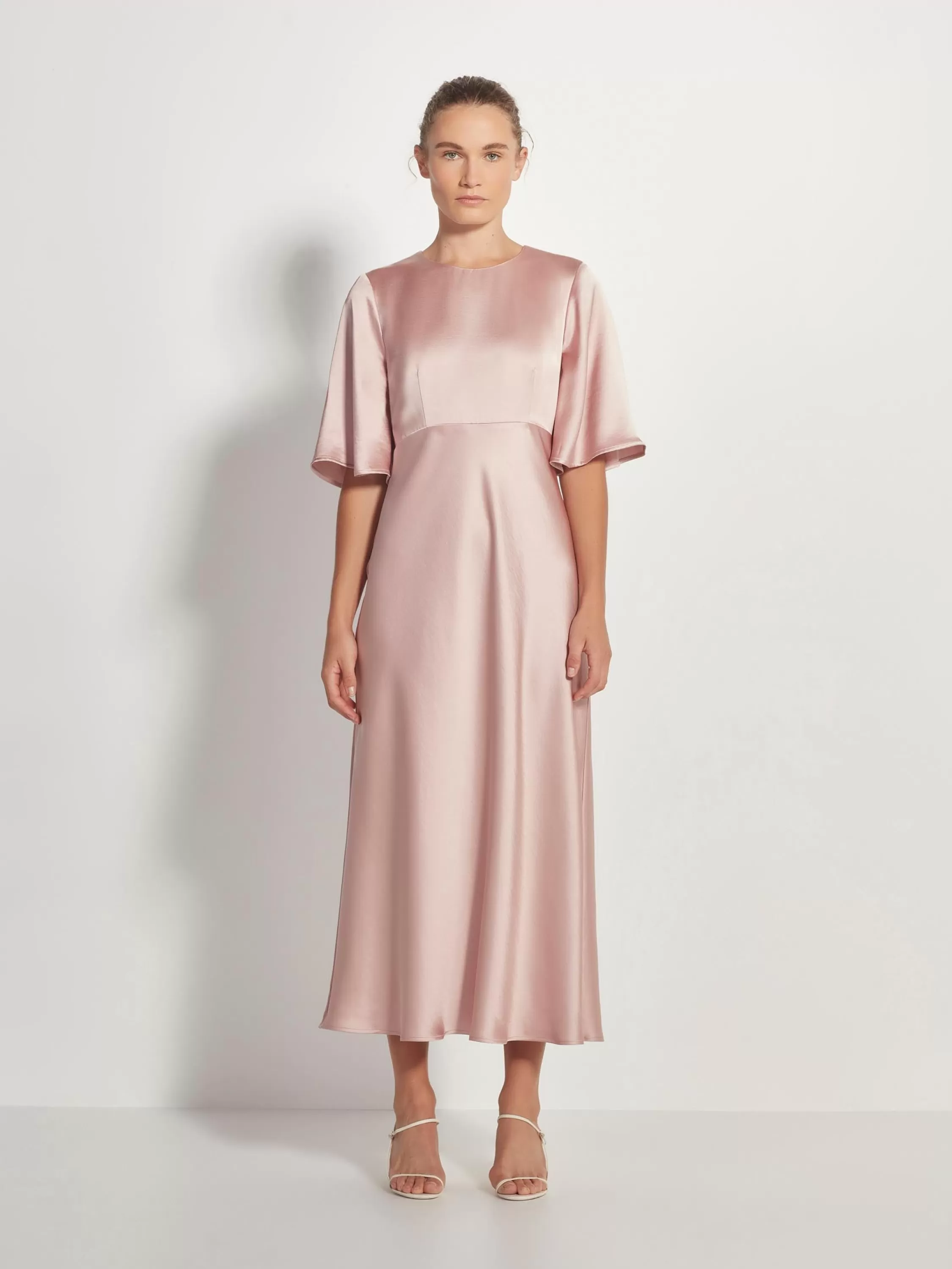 Dresses & Jumpsuits>Juliette Hogan Lou Dress Heavy Satin Powder Pink