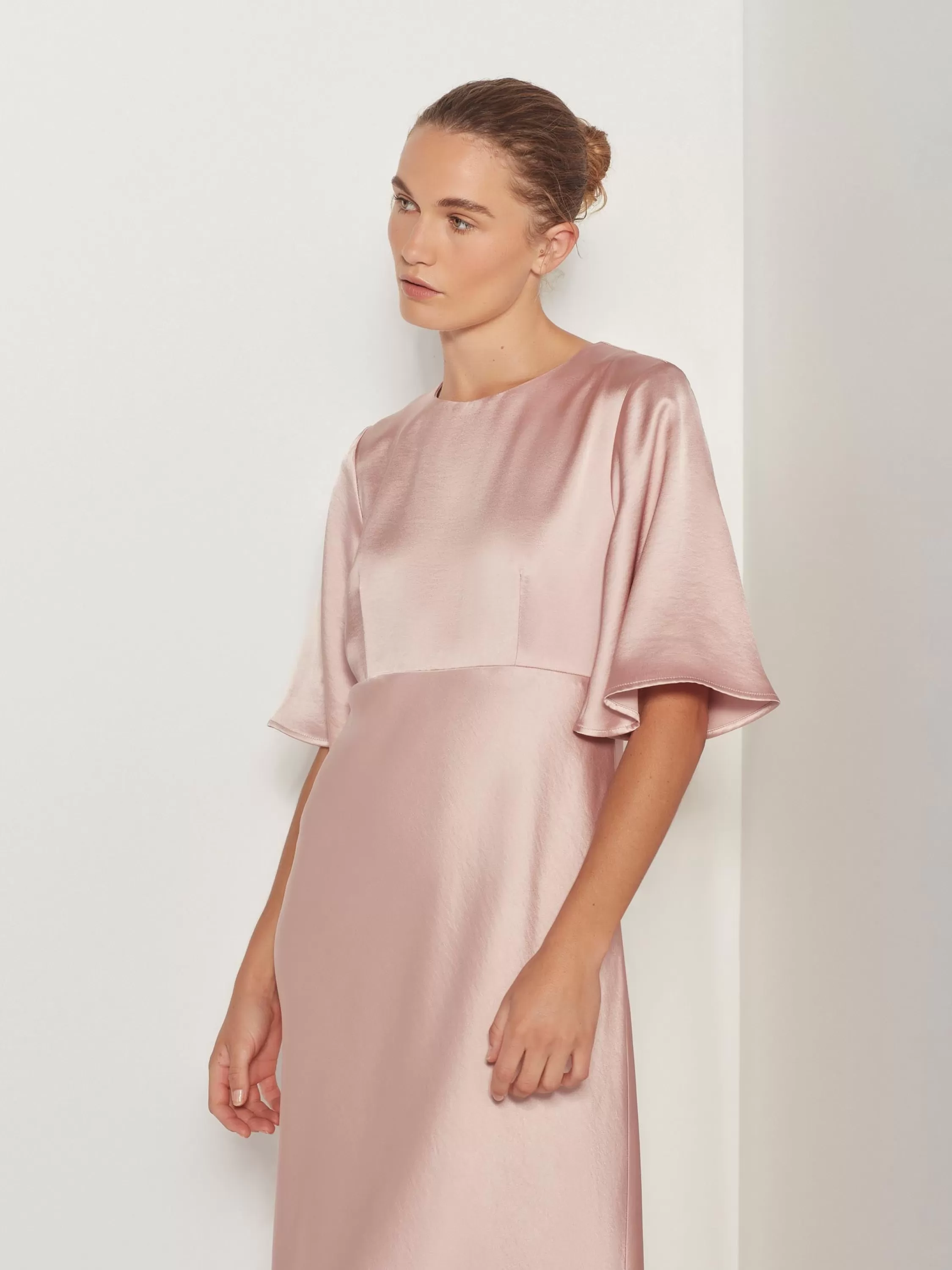 Dresses & Jumpsuits>Juliette Hogan Lou Dress Heavy Satin Powder Pink