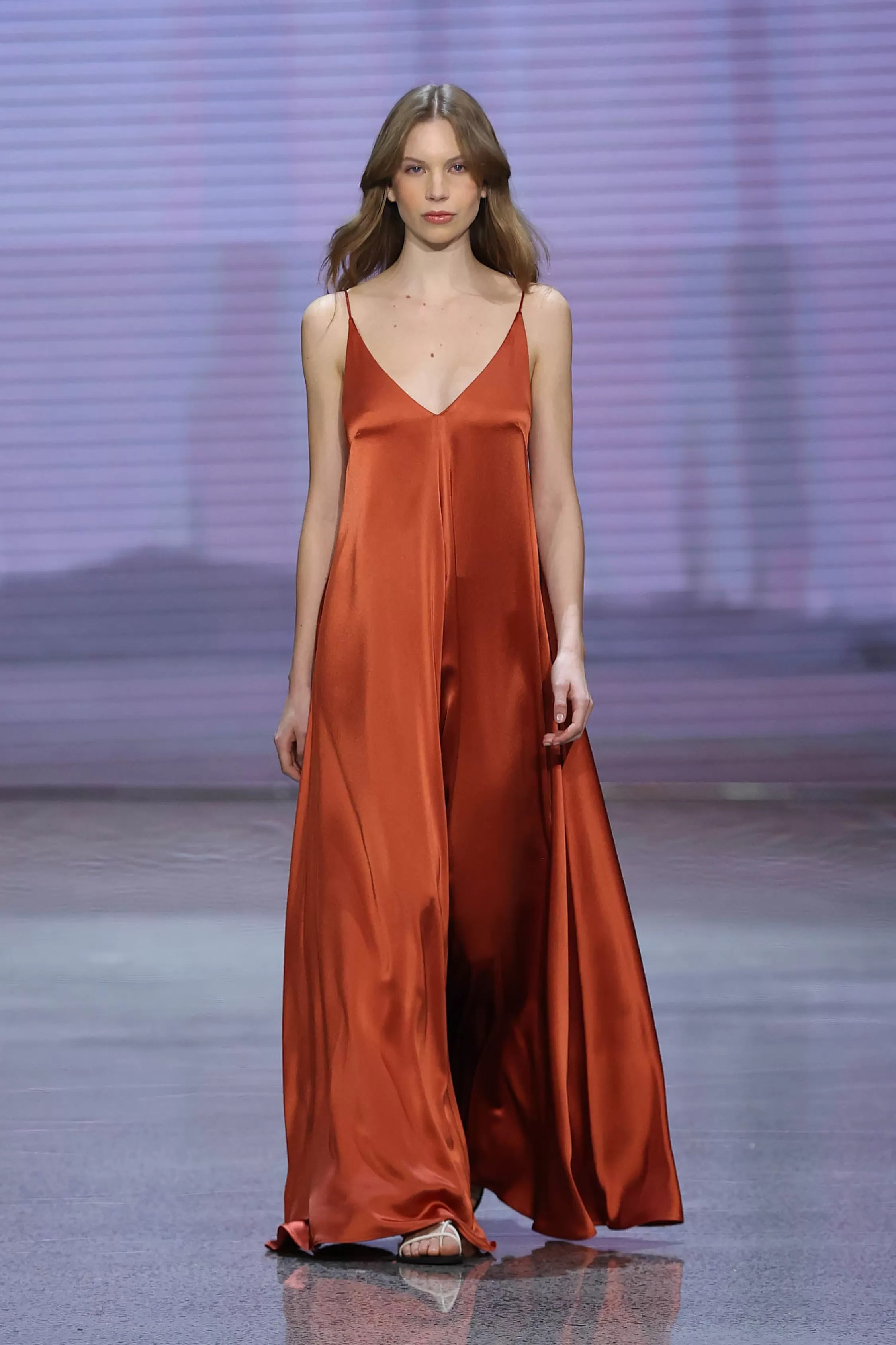 Dresses & Jumpsuits>Juliette Hogan Mia Dress Heavy Satin Rust