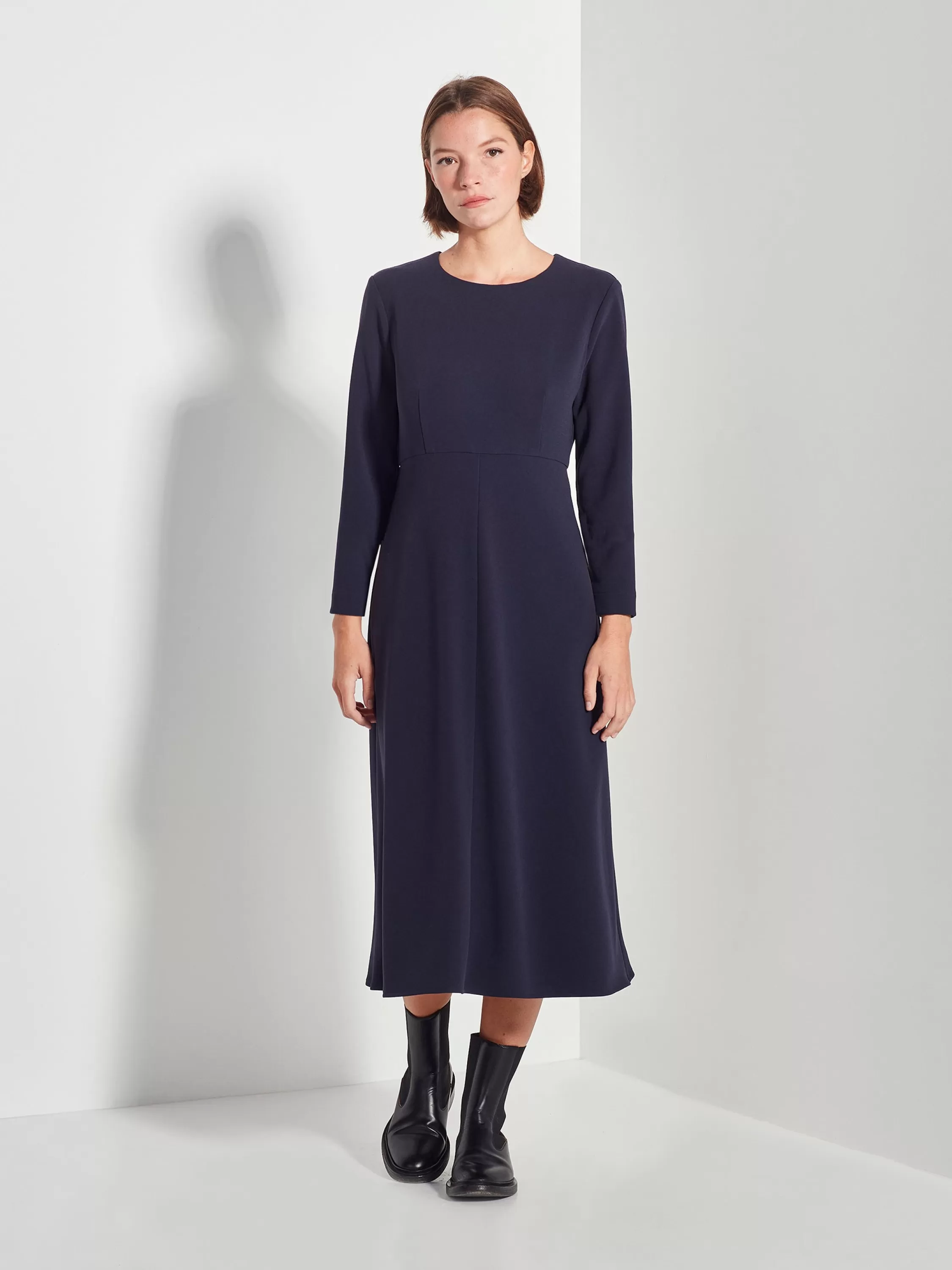 Dresses & Jumpsuits>Juliette Hogan Mica Dress Fine Crepe Navy