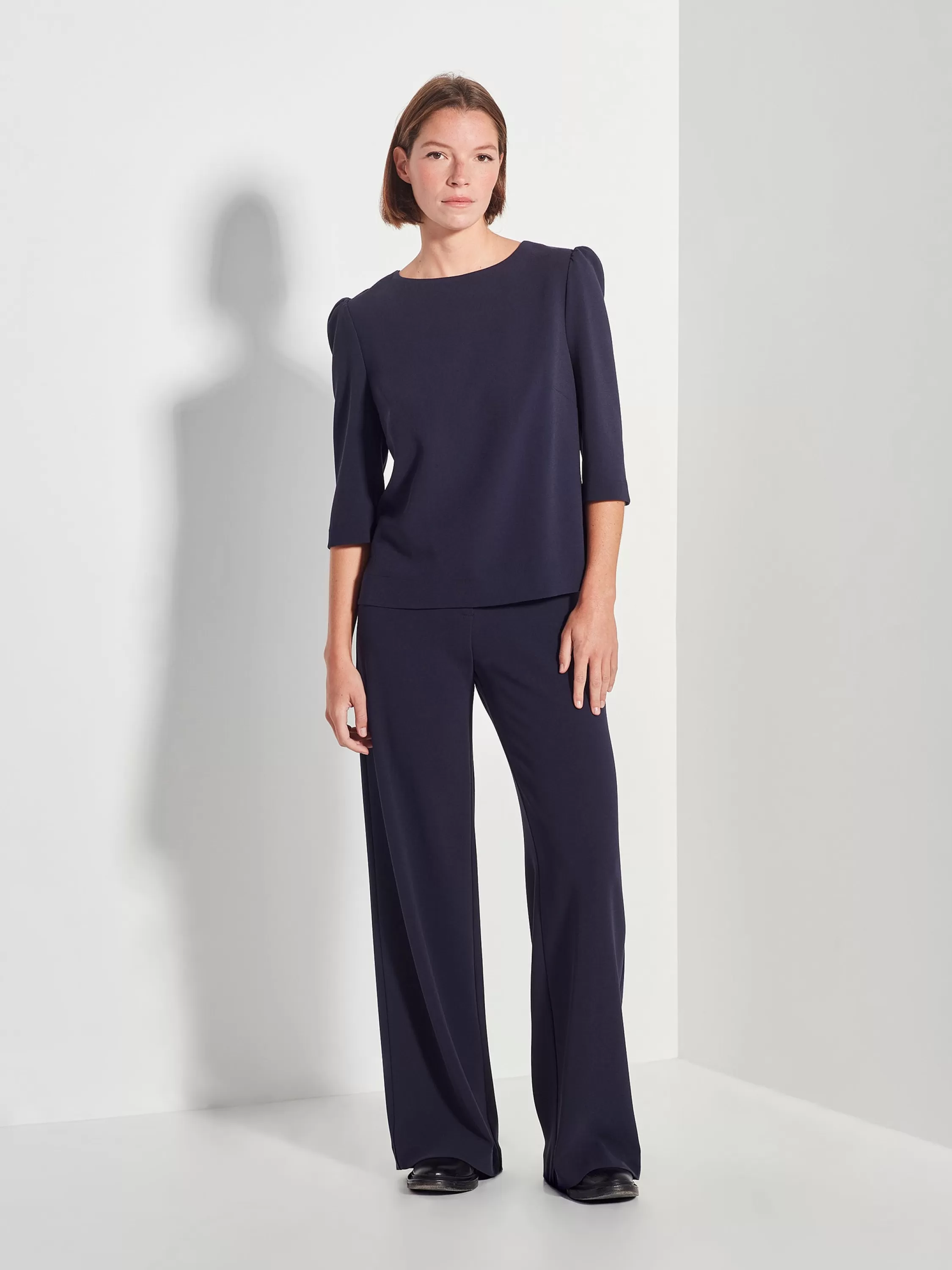 Tops & Tees>Juliette Hogan Milan Top Fine Crepe Navy