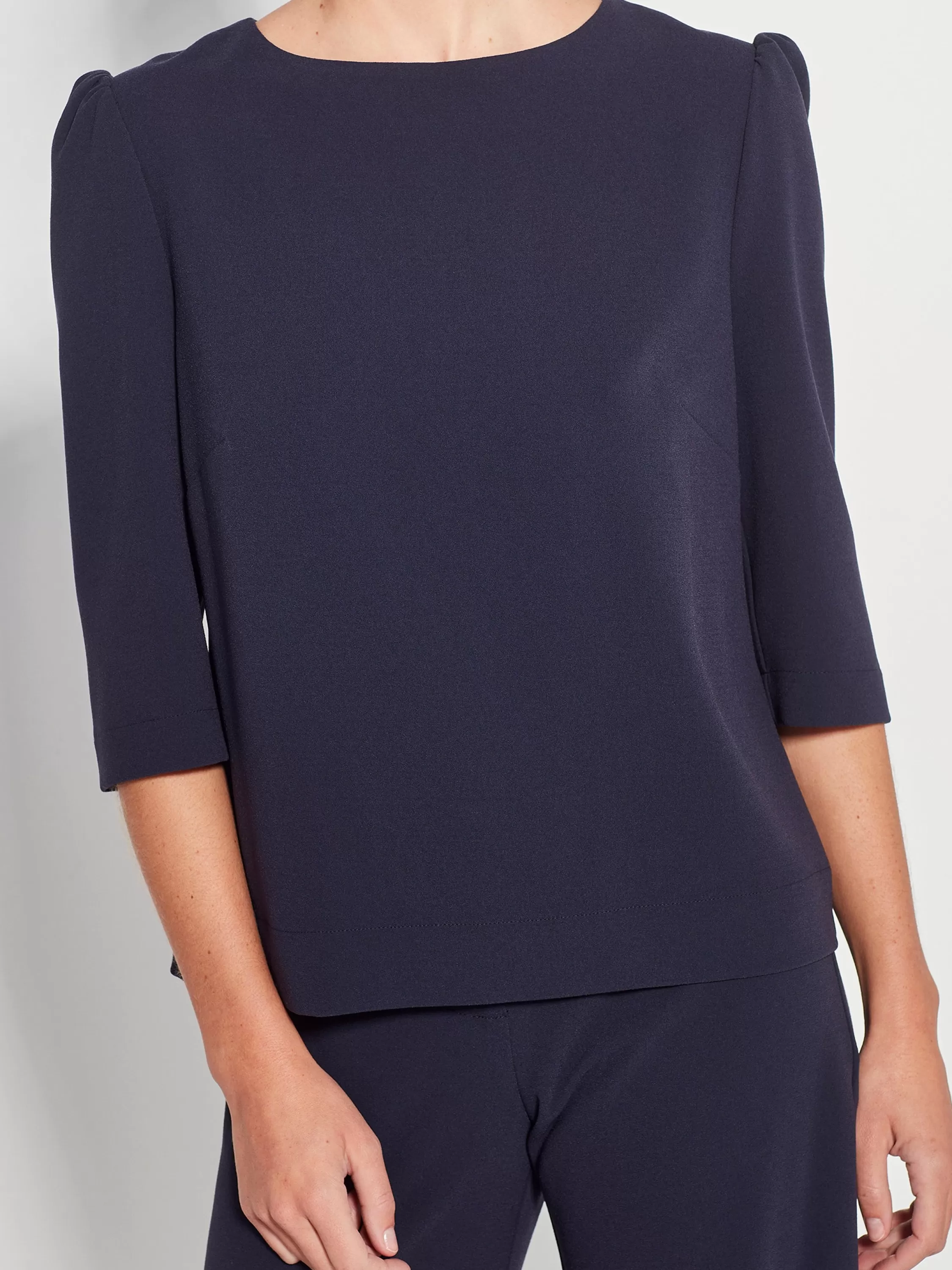 Tops & Tees>Juliette Hogan Milan Top Fine Crepe Navy