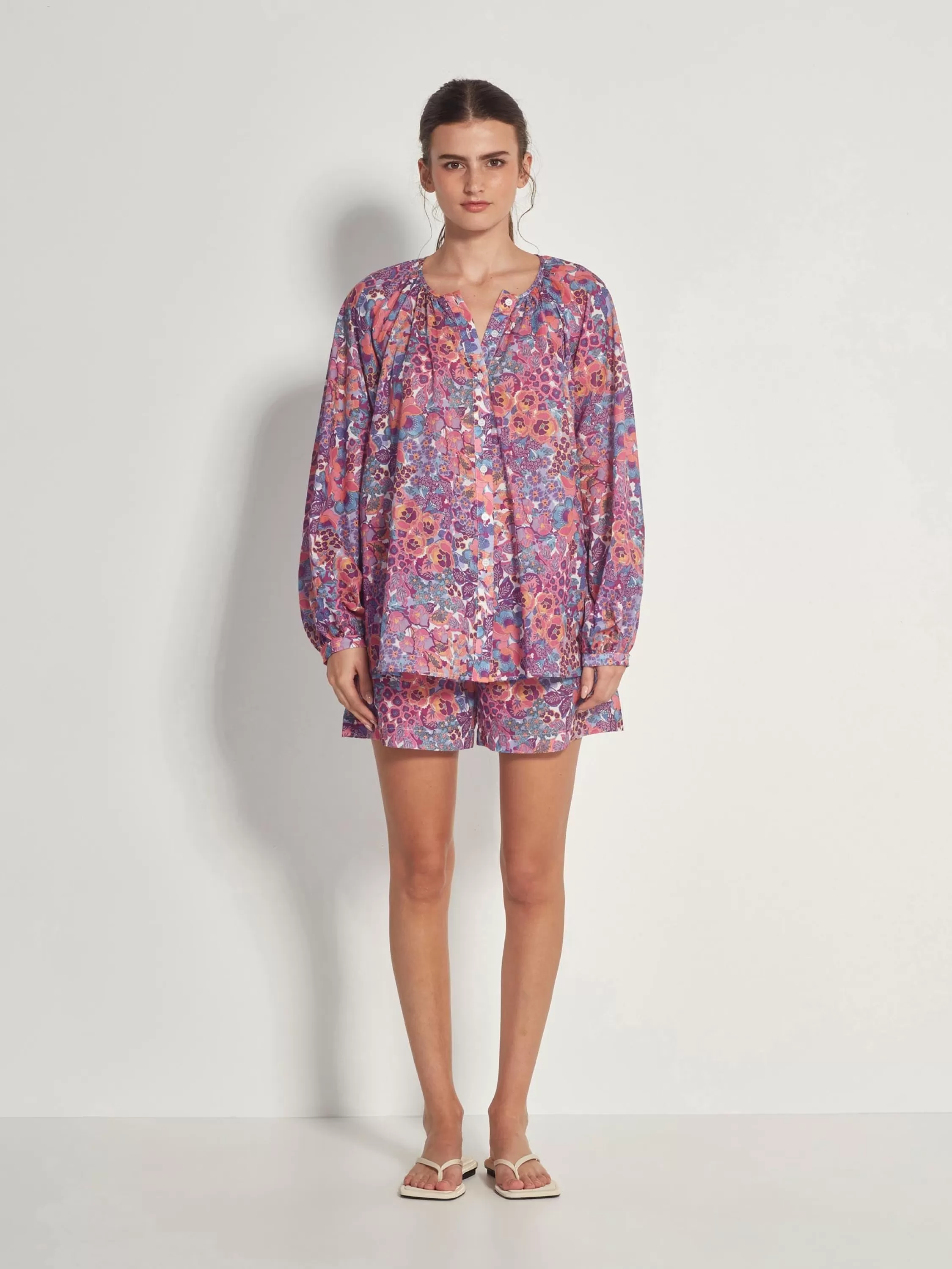 Tops & Tees>Juliette Hogan Orion Shirt Garden Party Cotton Flora