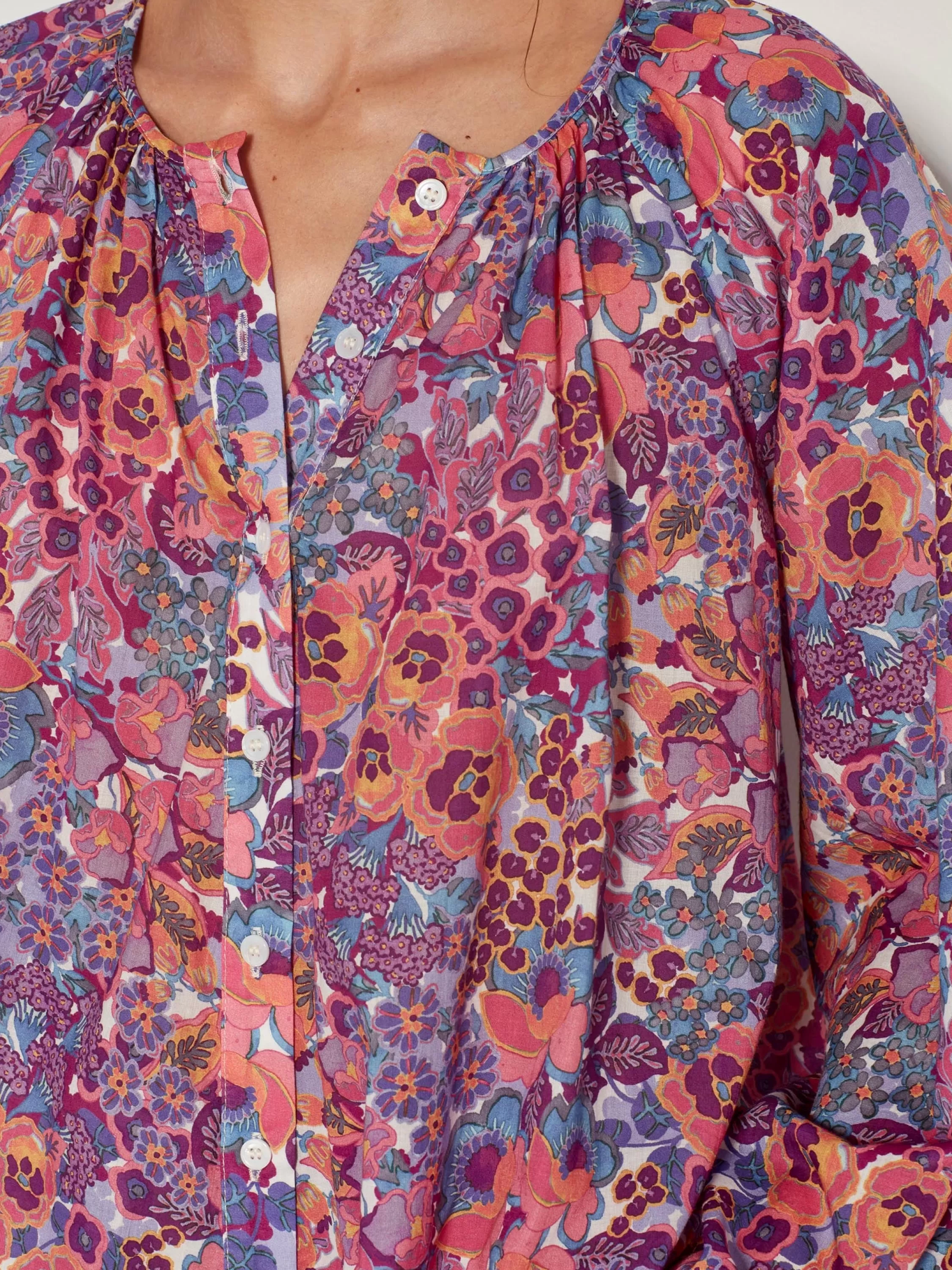 Tops & Tees>Juliette Hogan Orion Shirt Garden Party Cotton Flora