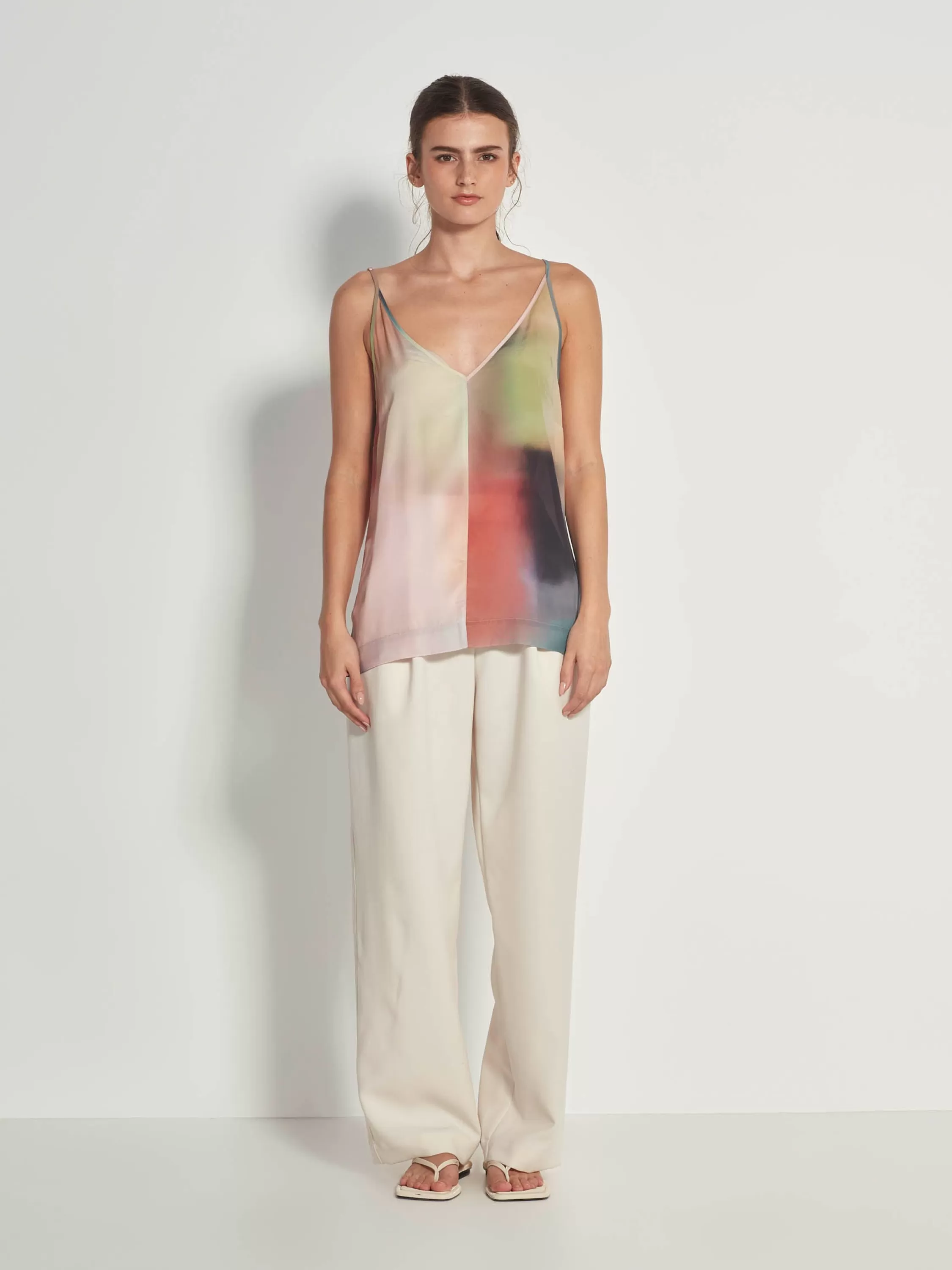 Tops & Tees>Juliette Hogan Split Cami Sundown Viscose Silk Gradient