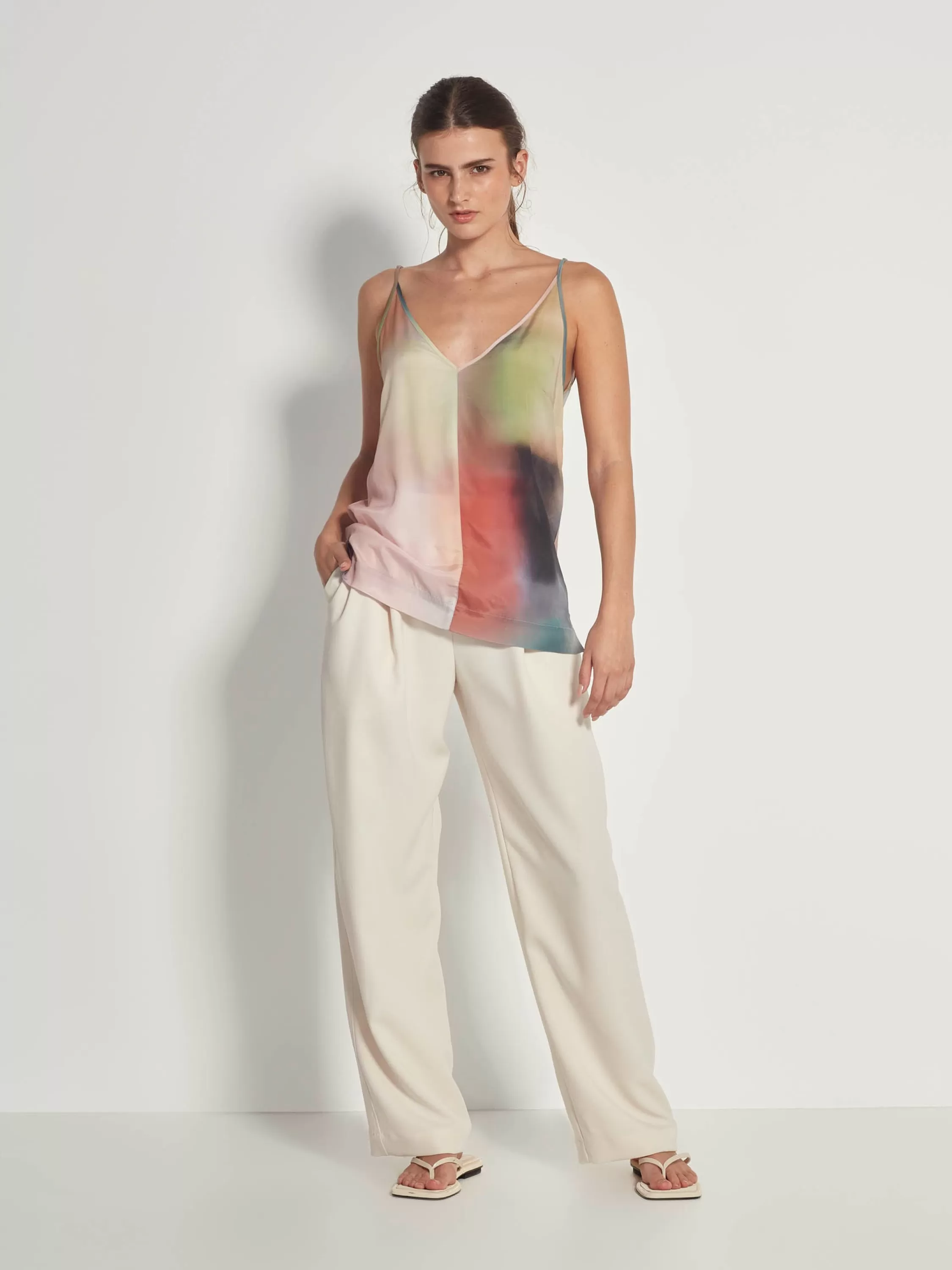Tops & Tees>Juliette Hogan Split Cami Sundown Viscose Silk Gradient